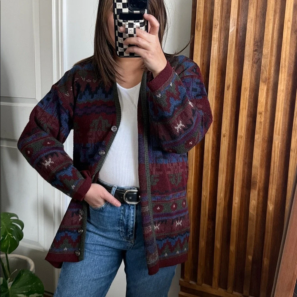 VINTAGE le Moda Southwestern Print Cardigan.‎ Size M